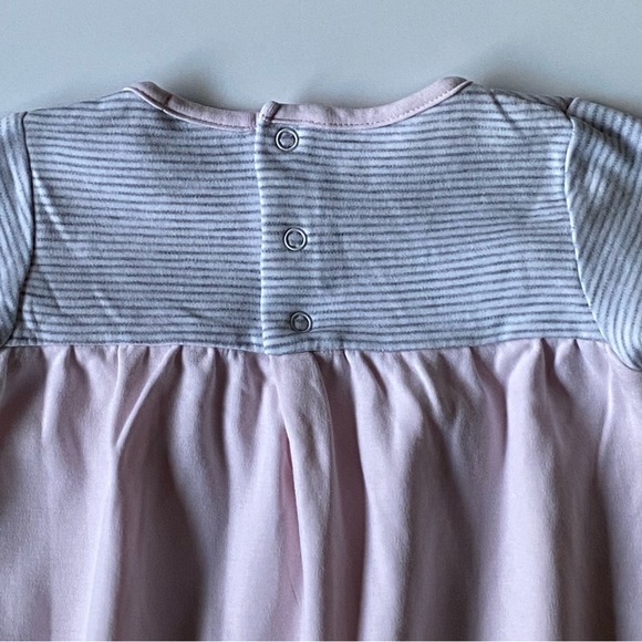 Kissy Kissy Dress 2 3 Months Pink Gray Stripes Cotton Cross Over Front EUC Girls - Picture 9 of 11